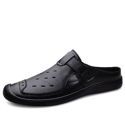 Νέα Half Slipper Ανδρικά Loafers Γνήσιο Δερμάτινο Παπούτσια Ανδρικά Παντόφλες Νέα Μόδα Lazy Boat Ανδρικά παπούτσια που αναπνέουν σε παπούτσια Muller