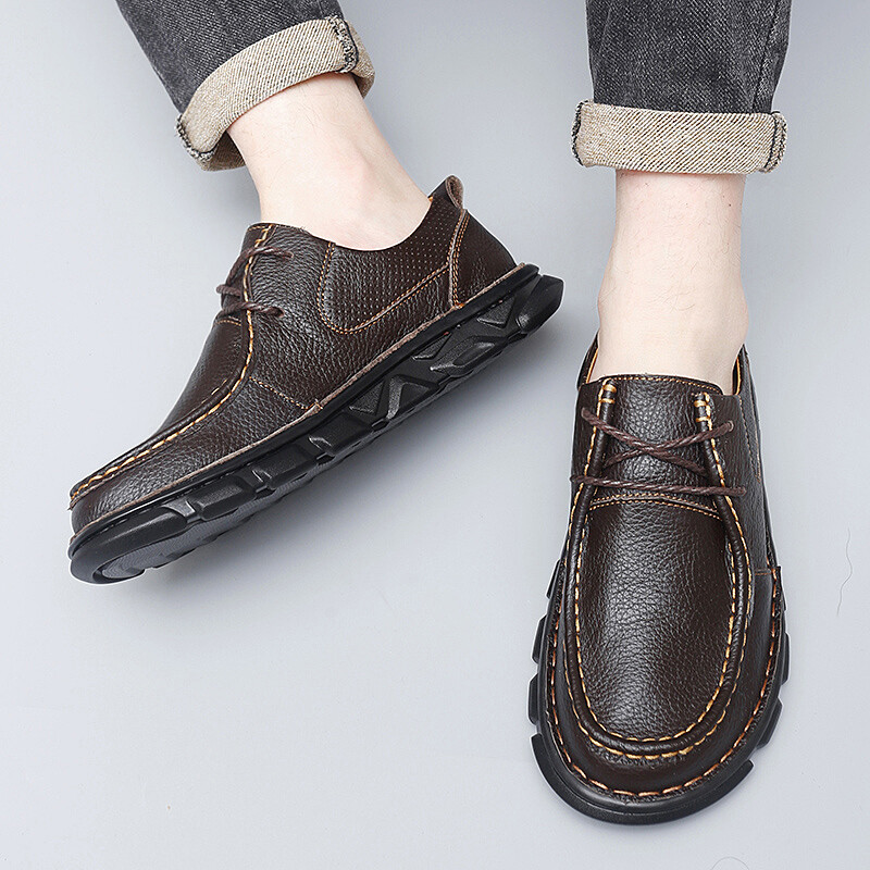 Pantofi pentru bărbați din piele naturală Pantofi anti-alunecare în aer liber, pantofi casual respirabili de dimensiuni mari, pantofi pentru bărbați, pantofi pentru bărbați, mocasini