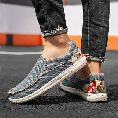 pantofi pentru bărbați, pantofi elastici într-o singură etapă, șosete de pânză casual, pantofi ușori cu barcă din junglă, pantofi de mers mare