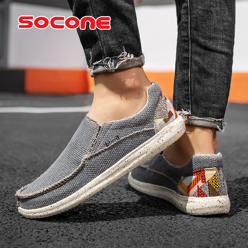 pantofi pentru bărbați, pantofi elastici într-o singură etapă, șosete de pânză casual, pantofi ușori cu barcă din junglă, pantofi de mers mare