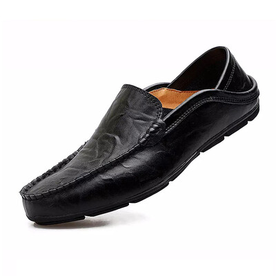 Vīriešu apavi Braukšana Ikdienišķai Vasaras Vīriešu Loaferi Īstās ādas slinki Elpojošs Slip on Laivas Apavi Liela izmēra kedas