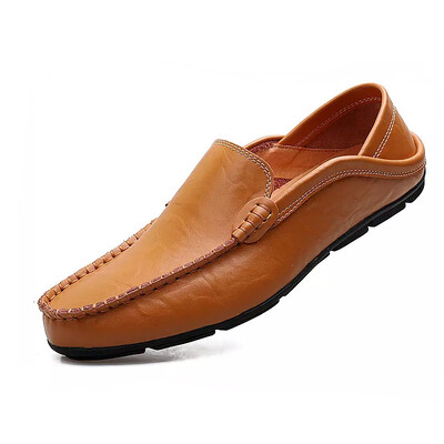 Vīriešu apavi Braukšana Ikdienišķai Vasaras Vīriešu Loaferi Īstās ādas slinki Elpojošs Slip on Laivas Apavi Liela izmēra kedas