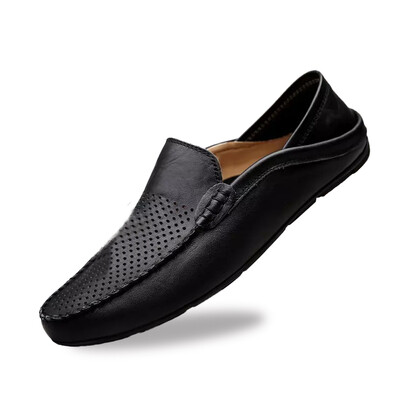 Vīriešu apavi Braukšana Ikdienišķai Vasaras Vīriešu Loaferi Īstās ādas slinki Elpojošs Slip on Laivas Apavi Liela izmēra kedas
