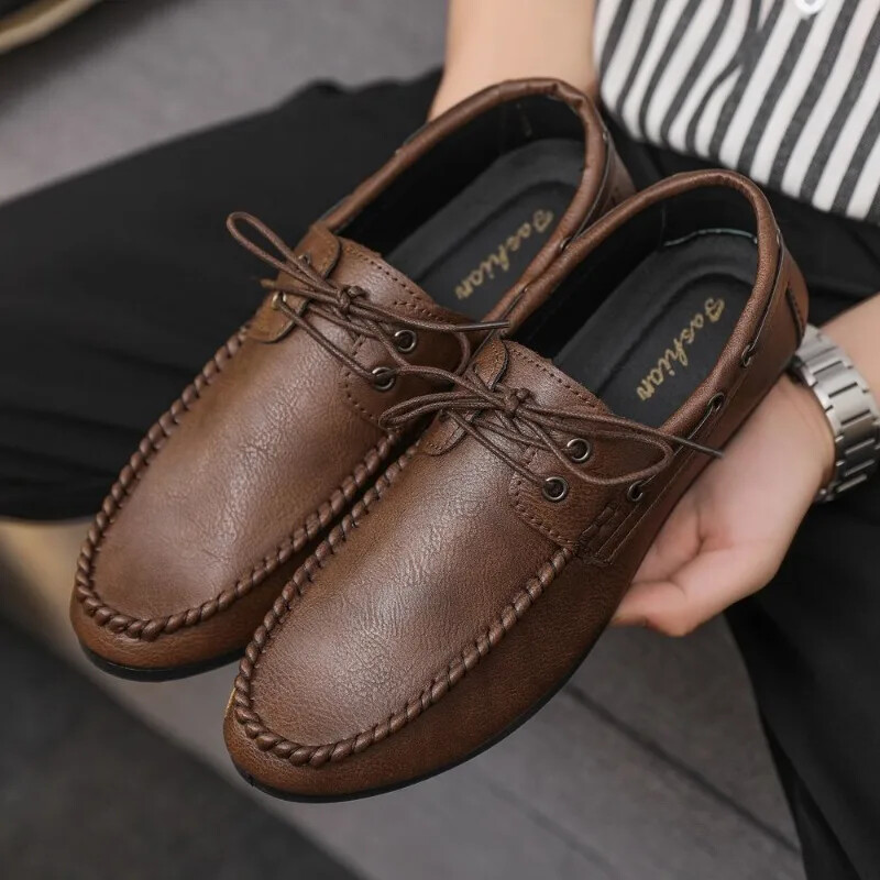 Pantofi din piele pentru bărbați Pantofi casual pentru bărbați Mocasini cu vârful rotund Reducere de vară Încălțăminte Ofertă de transport gratuit Moda de înaltă calitate Pu