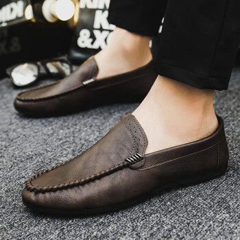 Ανδρικά παπούτσια με στρογγυλά δάχτυλα, casual loafers, δερμάτινα παπούτσια για άντρες Social υψηλής ποιότητας μόδα Δωρεάν αποστολή στην προσφορά Δίκαιη