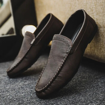 Ανδρικά παπούτσια με στρογγυλά δάχτυλα, casual loafers, δερμάτινα παπούτσια για άντρες Social υψηλής ποιότητας μόδα Δωρεάν αποστολή στην προσφορά Δίκαιη