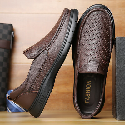 Διχτυωτό φόρεμα Breathable Δερμάτινα Ανδρικά παπούτσια Summer Slip On Loafers Ανδρικά δερμάτινα παπούτσια Flats Καυτές εκπτώσεις Παπούτσια οδήγησης Μοκασίνια