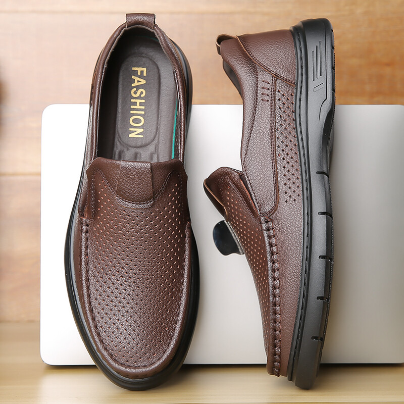 Διχτυωτό φόρεμα Breathable Δερμάτινα Ανδρικά παπούτσια Summer Slip On Loafers Ανδρικά δερμάτινα παπούτσια Flats Καυτές εκπτώσεις Παπούτσια οδήγησης Μοκασίνια