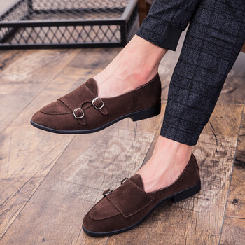 Διπλό Monk Strap Παπούτσια Καφέ Φόρεμα Loafers Ανδρικά Παπούτσια Ιταλικά Νυφικό 2021 Coiffeur παπούτσια γραφείου Ανδρικό επίσημο φόρεμα