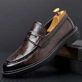Brand Business Δερμάτινα παπούτσια με χαμηλό τακούνι Loafers για άντρες Ανδρικά παπούτσια με χοντρή σόλα Μοκασίνια Χειροποίητα slip on φόρεμα παπούτσια Ανδρικό πάρτι
