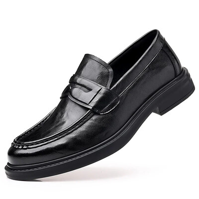 Brand Business Δερμάτινα παπούτσια με χαμηλό τακούνι Loafers για άντρες Ανδρικά παπούτσια με χοντρή σόλα Μοκασίνια Χειροποίητα slip on φόρεμα παπούτσια Ανδρικό πάρτι
