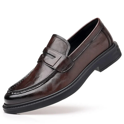 Brand Business Δερμάτινα παπούτσια με χαμηλό τακούνι Loafers για άντρες Ανδρικά παπούτσια με χοντρή σόλα Μοκασίνια Χειροποίητα slip on φόρεμα παπούτσια Ανδρικό πάρτι