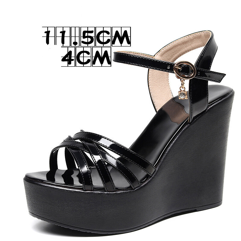 Zelta īpaši augsti papēži, 12 cm, šķērssiksna, modes sieviešu apavi maza izmēra, vienas rindas sprādzes, biezas apakšas, ūdensizturīgas ar atvērtu purngalu, sieviešu sandales