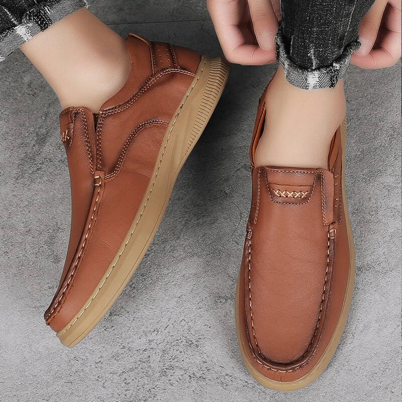 Férfi cipők divatos vezetési cipők Férfi valódi bőr férfi üzleti cipők Új érkezés Kényelmes férfi szabadidős cipő