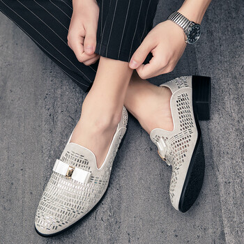 Luxury Designer Ανδρικά Παπιγιόν Glitter Rhinestone Gentleman Επίσημα Loafers Ανδρικά Παπούτσια Γάμου Επιστροφή στο σπίτι Zapatillas Hombre