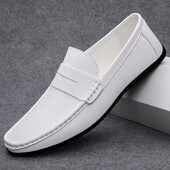 Pavasaris Rudens Vīriešu Ikdienas ādas Loafers Vīriešu Loafer Apavi Mocasines Hombre Mocassini White Black Slip-On Liela izmēra Dropshipping