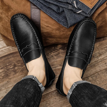 Ανδρικά Loafers Classic Slip on Flats Γνήσιο Δερμάτινο Ανδρικά παπούτσια Μοκασίνια Super Soft Ανδρικά παπούτσια περπατήματος