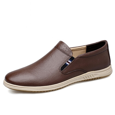 2024. gada pavasaris, rudens Jauni vīriešu plakanie apavi pretslīdēšanas masāžas zoles Vīriešu darba apavi braukšanai piepilsētā Universāli ādas ikdienas apavi