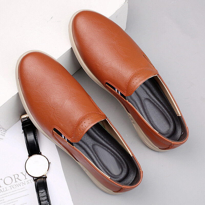 2024. gada pavasaris, rudens Jauni vīriešu plakanie apavi pretslīdēšanas masāžas zoles Vīriešu darba apavi braukšanai piepilsētā Universāli ādas ikdienas apavi