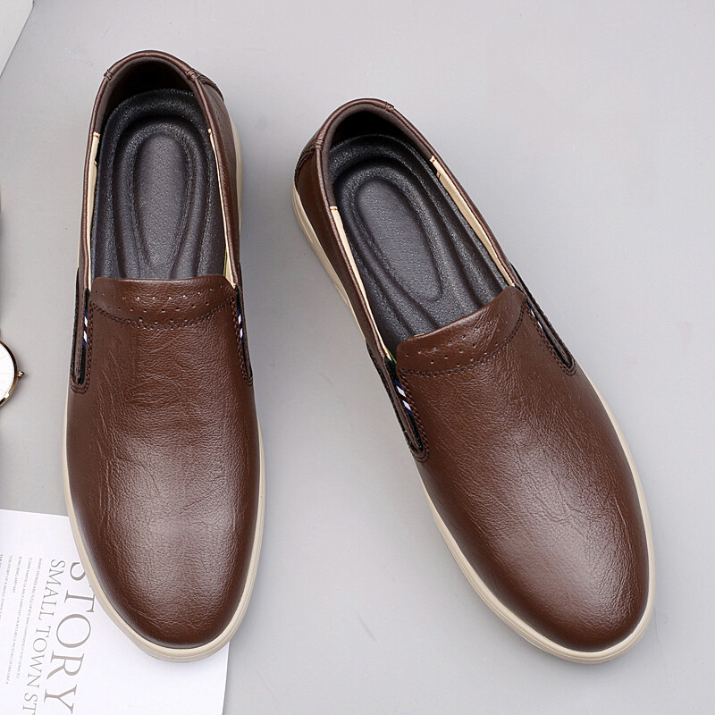 2024. gada pavasaris, rudens Jauni vīriešu plakanie apavi pretslīdēšanas masāžas zoles Vīriešu darba apavi braukšanai piepilsētā Universāli ādas ikdienas apavi