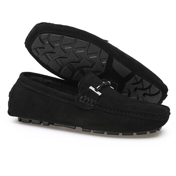 Loafers Ανδρικά παπούτσια Casual Slip On Shoes Ανδρικά Loafer Fur Ζεστά χειμωνιάτικα παπούτσια Μοκασίνια Γνήσιο δέρμα Cow Suede Luxury Flat