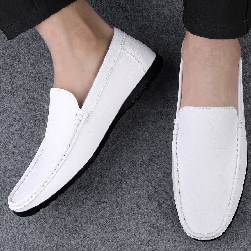 Jauni Vasaras Vīriešu Loafers Slip on Kleita Balta Braukšanas Mokasīni Apavi Vīriešu Ikdienas Kurpes Āda Mīkstas Īpaši Vieglas Vīriešu Kurpes