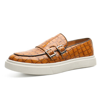 Ανδρικά casual παπούτσια Crocodile Grain Leather Ανδρική Μόδα βρετανικού στυλ Loafers Ανδρικά slip-on outdoor flats Monk παπούτσια