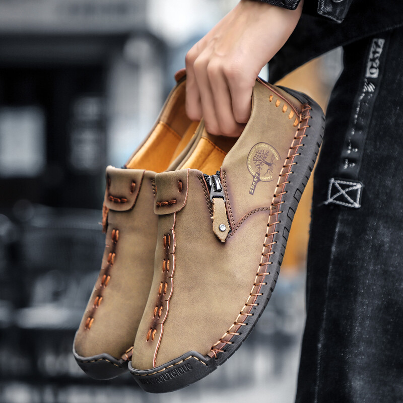 Ērti ādas vīriešu apavi Ikdienas Slip On Vīriešu Loafers Qlity Split Ādas Kurpes Vīriešu Plaka Izpārdošana Mokasīni Apavi Liela izmēra