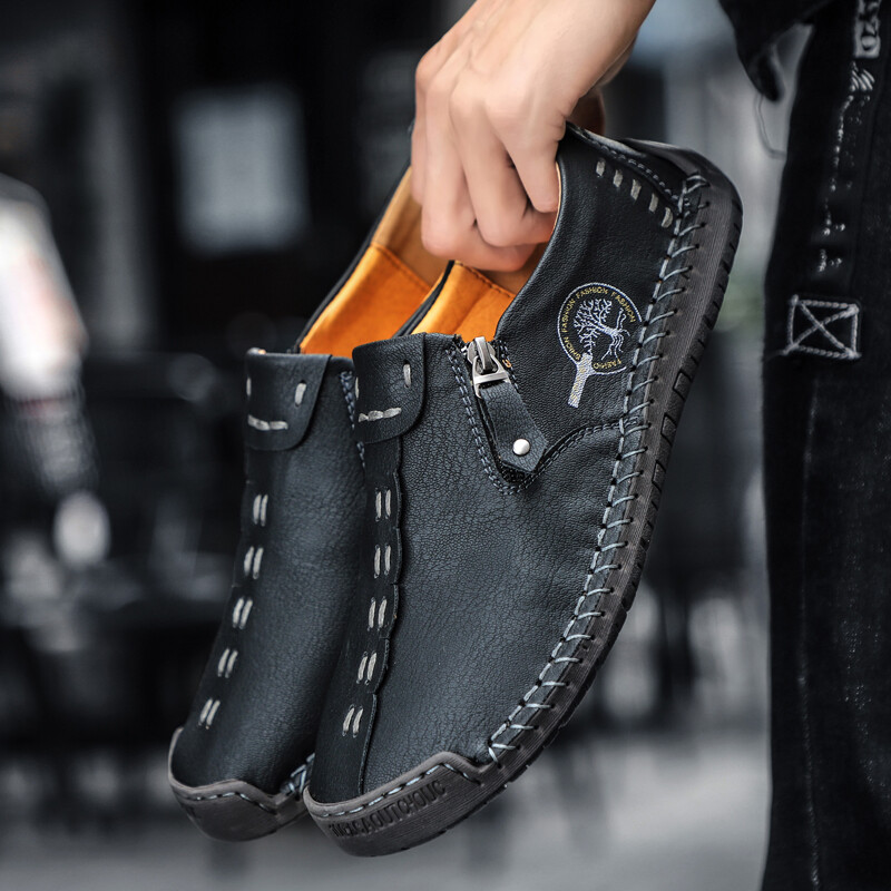 Ērti ādas vīriešu apavi Ikdienas Slip On Vīriešu Loafers Qlity Split Ādas Kurpes Vīriešu Plaka Izpārdošana Mokasīni Apavi Liela izmēra