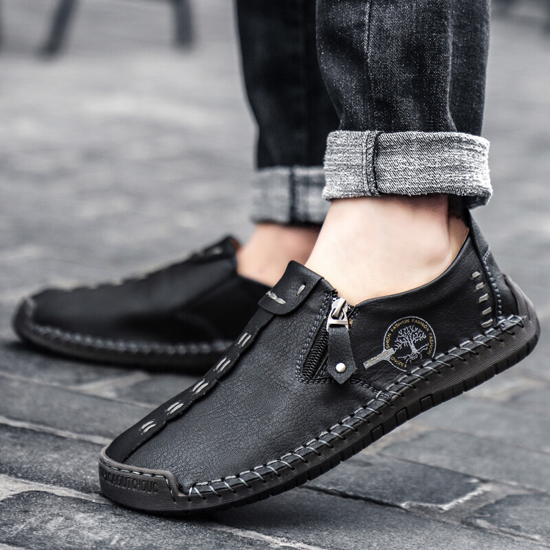 Ērti ādas vīriešu apavi Ikdienas Slip On Vīriešu Loafers Qlity Split Ādas Kurpes Vīriešu Plaka Izpārdošana Mokasīni Apavi Liela izmēra
