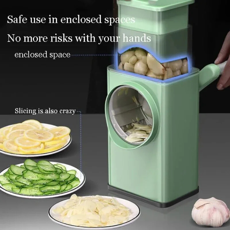 Tăiător cu role de legume Tocător manual Cutter pentru feliere Răzătoare de mână cu mâner Tăiător de fructe pentru legume Cartofi Morcovi Castraveți