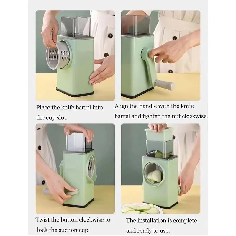 Tăiător cu role de legume Tocător manual Cutter pentru feliere Răzătoare de mână cu mâner Tăiător de fructe pentru legume Cartofi Morcovi Castraveți