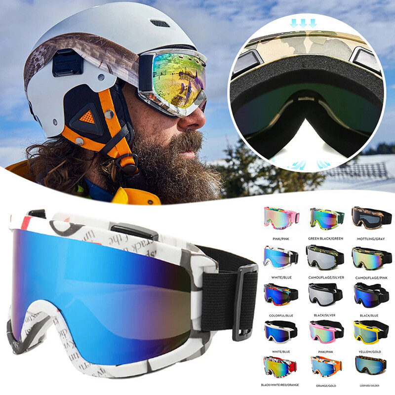 Γυαλιά σκι μεγάλου πλαισίου με πολύχρωμο φακό Αντισύγκρουση αντιθαμβωτικό γυαλιά μοτοσικλέτας Outdoor Sport Snow Snowboard Skiing Goggle
