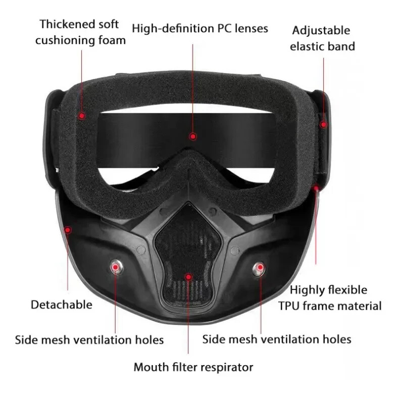 Γυαλί ποδηλασίας για μοτοσικλέτα εξωτερικού χώρου Face Guard Μάσκα εκτός δρόμου Γυαλιά ιππασίας Προστατευτικά γυαλιά γυμναστικής Γυαλιά γυμναστικής Αθλητικό παρμπρίζ
