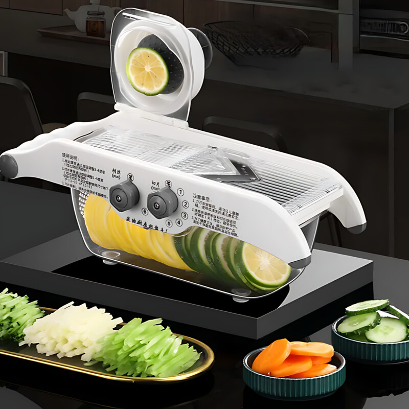 Krájač citrónov, multifunkčný zásobník na mliečny čaj, ovocie, nastaviteľné hrubé a tenké plátky, krájanie zeleniny, grilovanie, krájač zemiakov