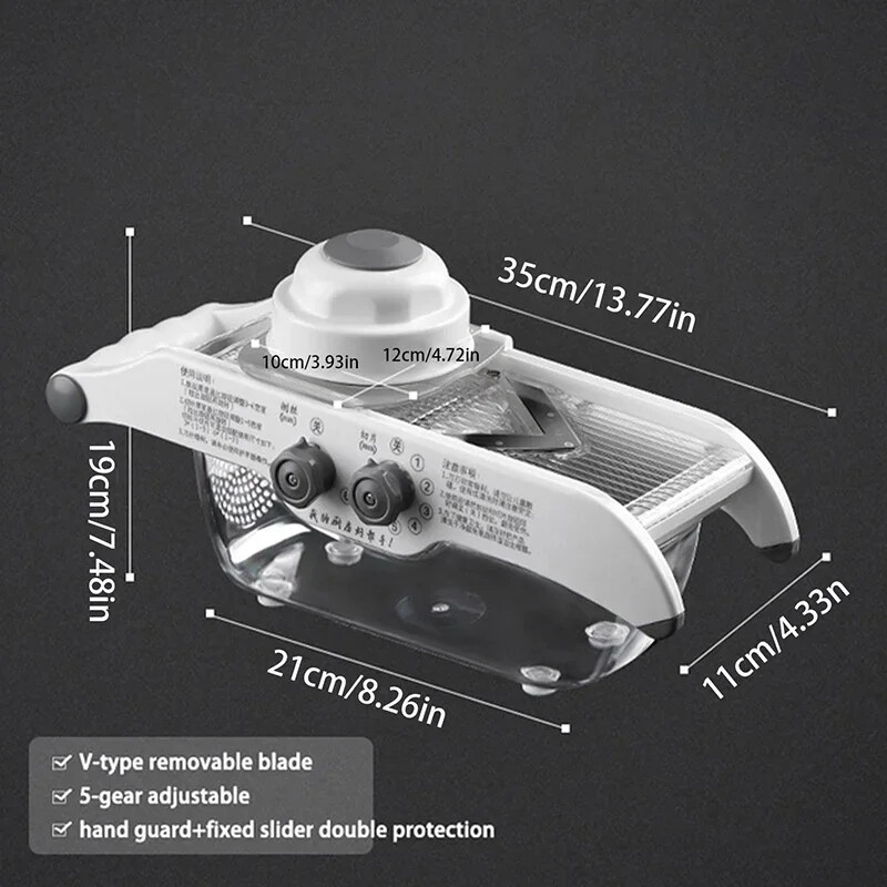 Krájač citrónov, multifunkčný zásobník na mliečny čaj, ovocie, nastaviteľné hrubé a tenké plátky, krájanie zeleniny, grilovanie, krájač zemiakov