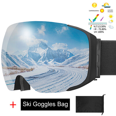 Γυαλιά Ski Winter Professional Magnetic Double Layer Anti-Fog UV400 Anti-UV Snowboard Goggles Snowboard Goggles inchangeable Lens Ski Mask