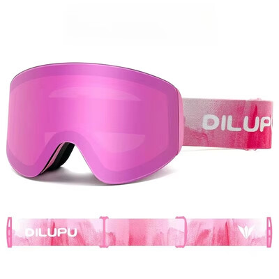 Ochelari de schi magnetici noi Ochelari de schi anti-aburi cu schimbare rapidă Ochelari de schi profesionali cu lentile dublu strat pentru bărbați și femei