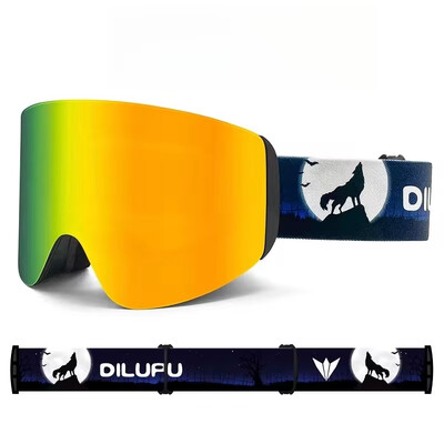 Ochelari de schi magnetici noi Ochelari de schi anti-aburi cu schimbare rapidă Ochelari de schi profesionali cu lentile dublu strat pentru bărbați și femei