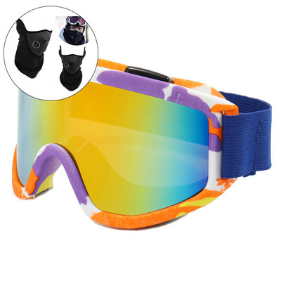 Ochelari de schi cu cadru mare, cu lentile colorate, anti-ceață, ochelari de schi montan, sport în aer liber, ochelari de snowboard pentru zăpadă, pentru tineri adulți