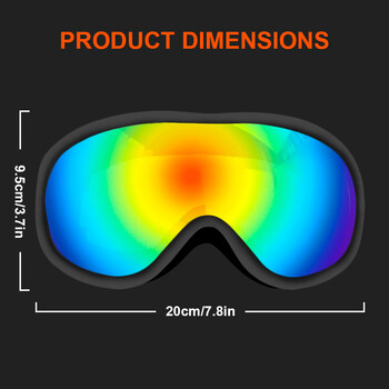 Ски очила Очила за сняг с голяма рамка и цветни лещи Ски очила против замъгляване Маска за ски Сноуборд очила за мъже, жени