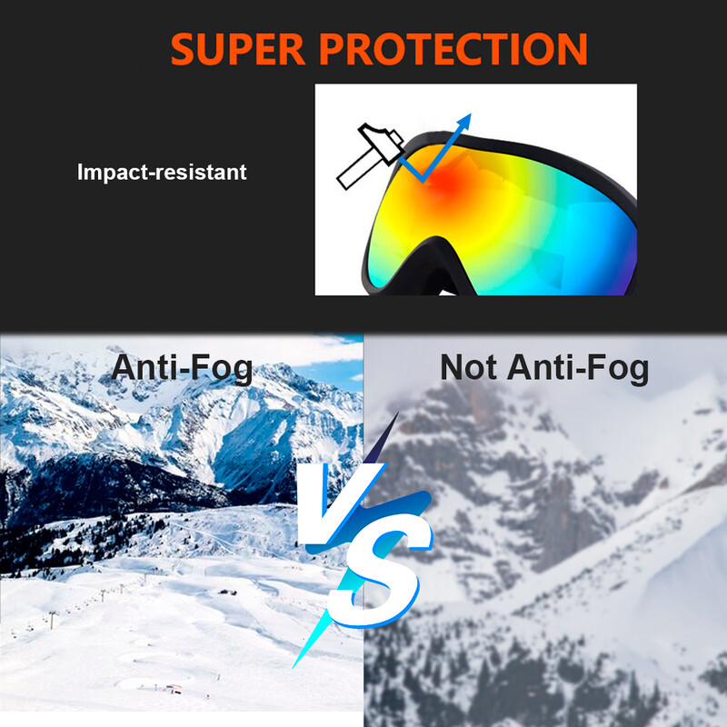 Γυαλιά σκι Γυαλιά χιονιού μεγάλου σκελετού με πολύχρωμο φακό Αντιθαμβωτικά γυαλιά σκι Μάσκα σκι Γυαλιά Snowboard για άνδρες Γυναικεία