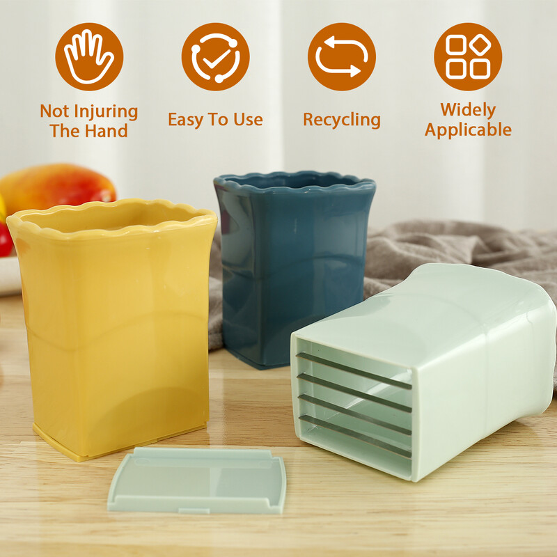 6 buc. Ceașă de feliere din oțel inoxidabil Instrument de feliere a legumelor de mână, căpșuni din plastic, cartofi, pentru prepararea rapidă a salatei de fructe și legume