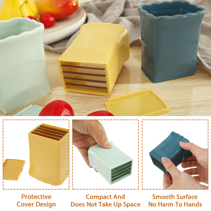 6 buc. Ceașă de feliere din oțel inoxidabil Instrument de feliere a legumelor de mână, căpșuni din plastic, cartofi, pentru prepararea rapidă a salatei de fructe și legume