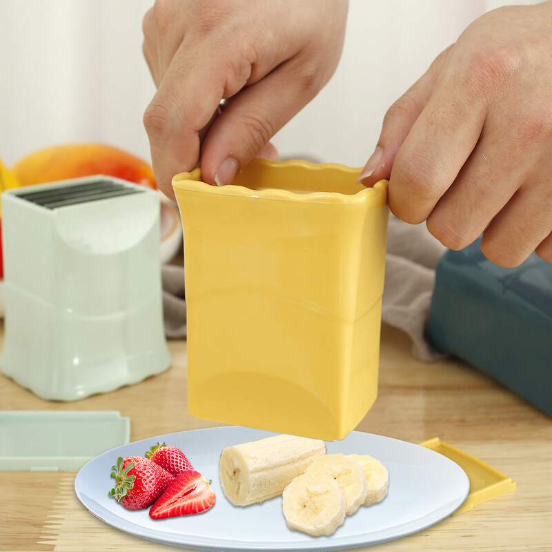 6 buc. Ceașă de feliere din oțel inoxidabil Instrument de feliere a legumelor de mână, căpșuni din plastic, cartofi, pentru prepararea rapidă a salatei de fructe și legume