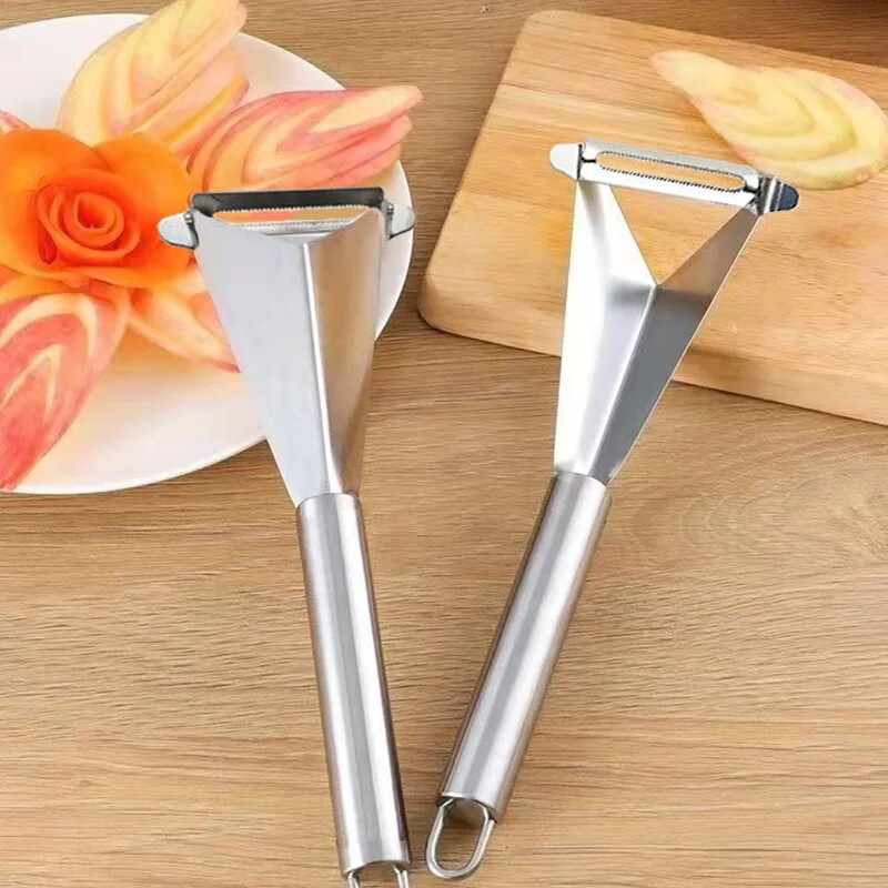 Nož za rezbarenje voća od nehrđajućeg čelika trokutastog oblika Nož za rezanje povrća Ploča s voćem Neklizajuća oštrica za rezbarenje Kuhinjski alati