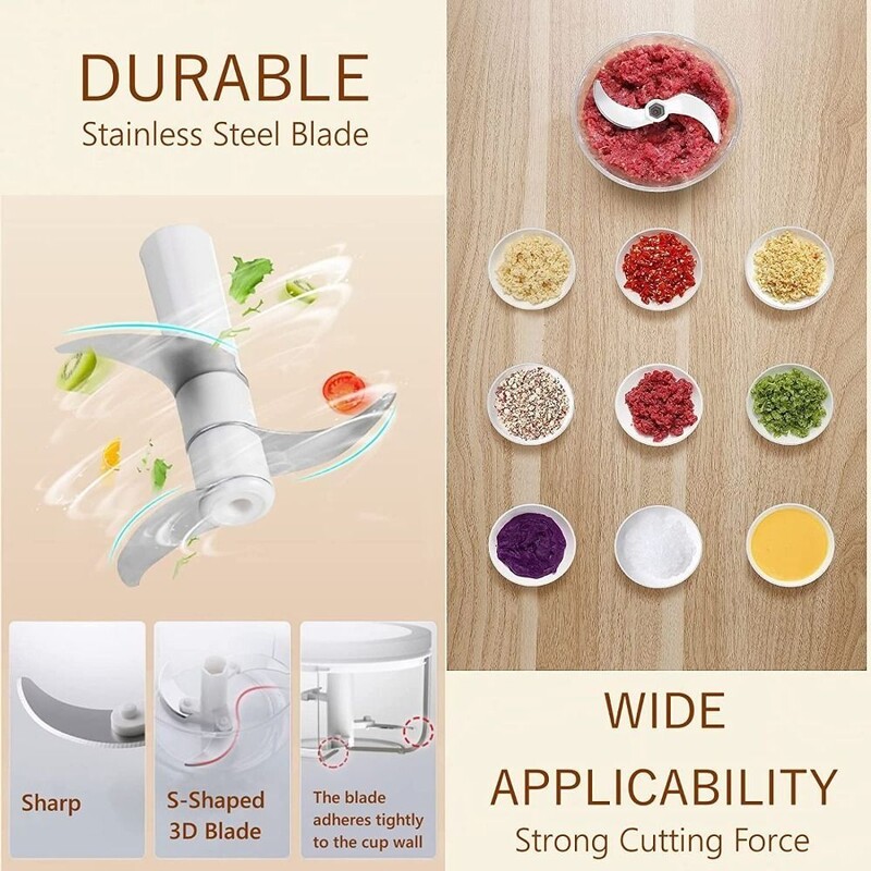 Virtuvės rankinis česnako traukiklis, mažas virtuvinis kombainas, rankinis trintuvas, maža virtuvės česnako pjaustyklė, 200 ml, 400 ml