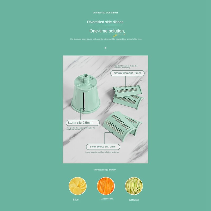 Sūrio tarka su rankena su 5 keičiamais peiliukais, daugiafunkcinė bulvių ir ridikėlių pjaustymo ir pjaustymo mašina, patvari