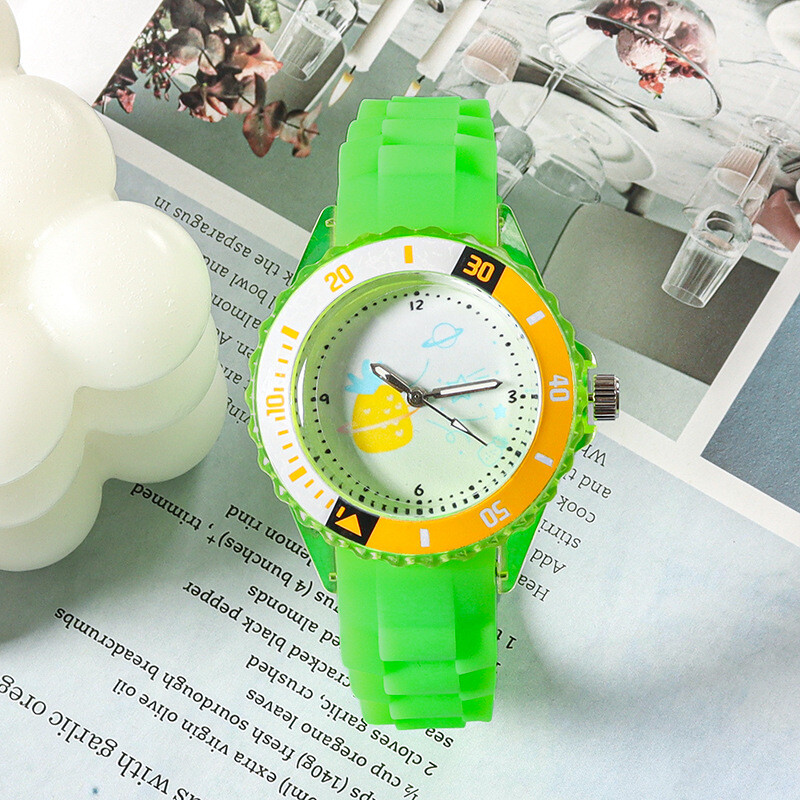 Ceas Fete Băieți Școala Primară Imitație Macaron Mic proaspăt sport jeleu culoare bomboane