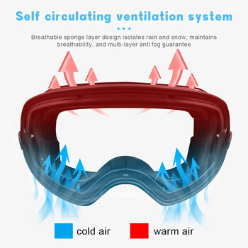 PHMAX Ски очила Двуслойни противозамъгляващи се Очила за сноуборд за възрастни Снежни очила Очила за моторни шейни Очила Спорт на открито Ски Googles